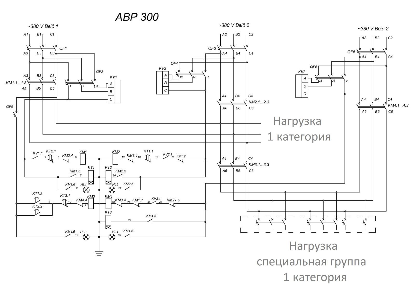 Схема АВР С ДГУ на 2 ввода