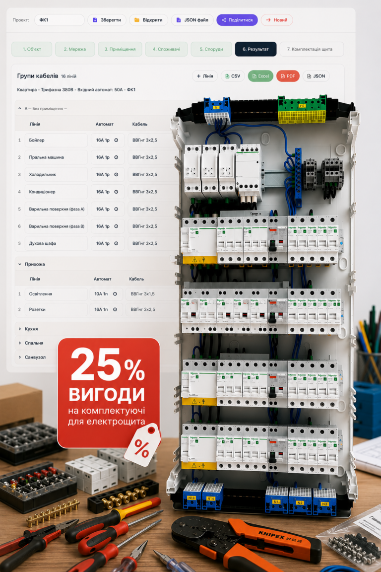 Конфігуратор комплектуючих для електрощита онлайн
