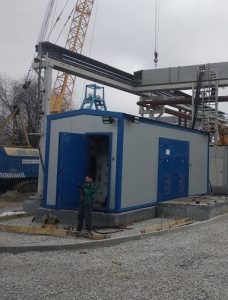 КТП. Общий вид на стройплощадке Комплектная трансформаторная подстанция